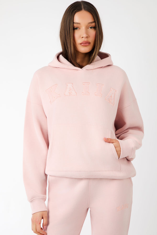 Kaiia Slogan Oversized Hoodie Dusty Pink