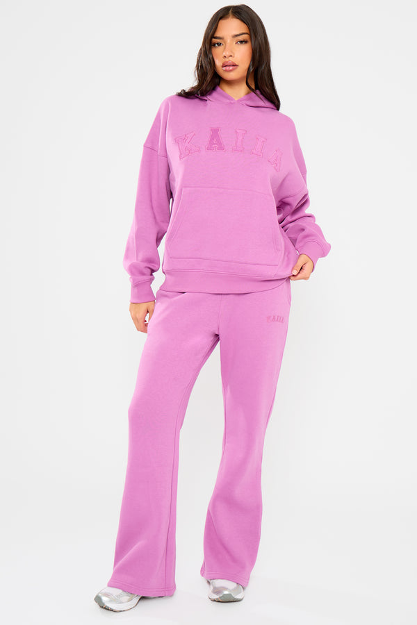 Kaiia Slogan Oversized Hoodie Fuschia