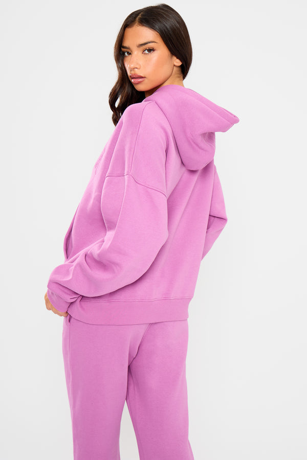 Kaiia Slogan Oversized Hoodie Fuschia