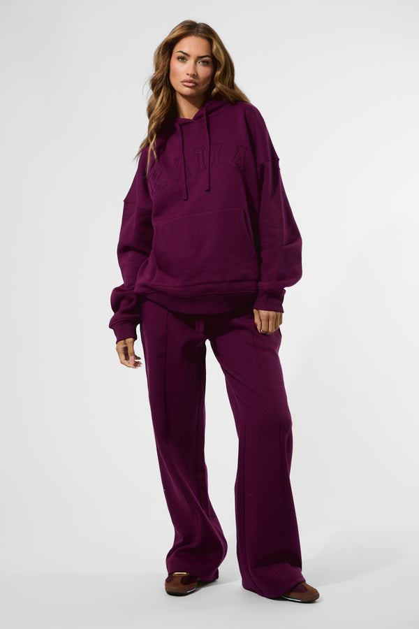 Kaiia Slogan Oversized Hoodie Grape