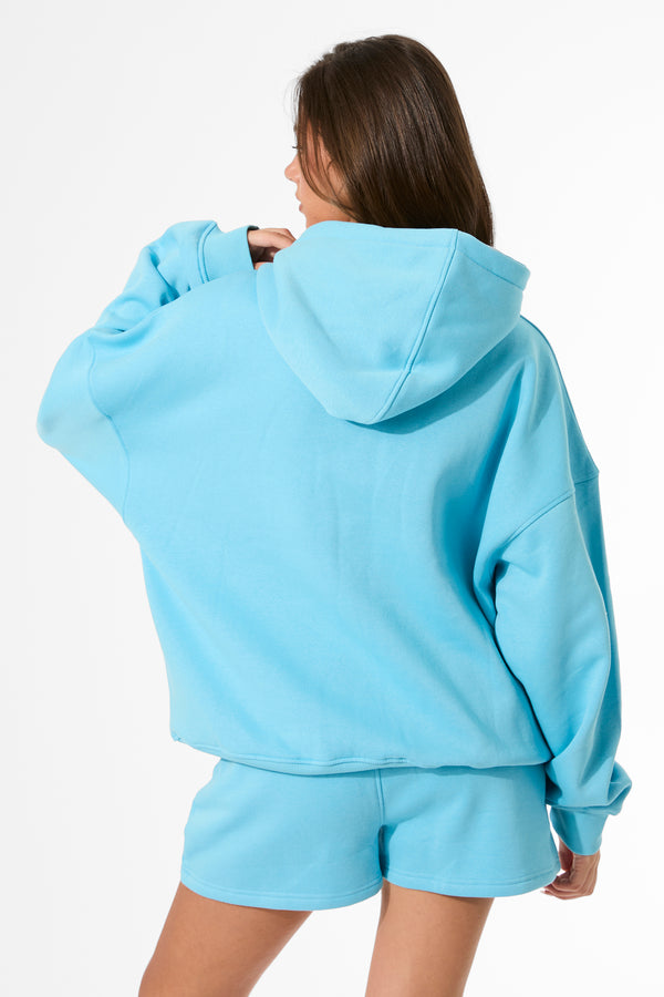 Kaiia Slogan Oversized Hoodie Pool Blue