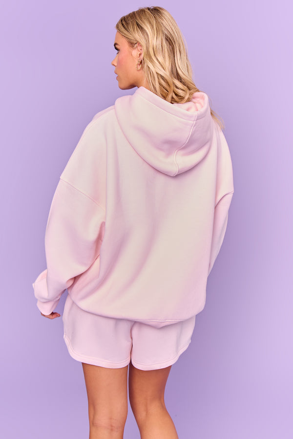 Kaiia Slogan Oversized Hoodie Shell Pink
