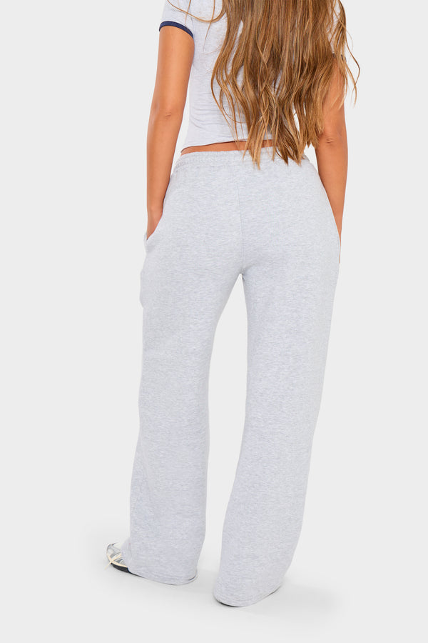 Kaiia Slogan Straight Leg Joggers Light Grey Marl & Red