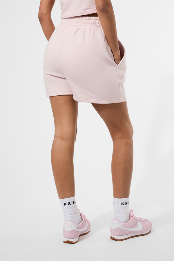 Kaiia Slogan Sweat Shorts Pink Chai
