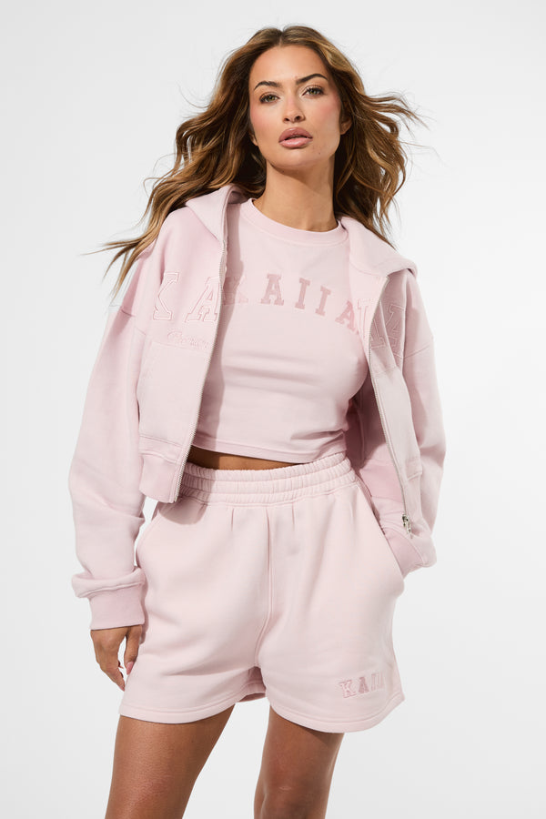 Kaiia Slogan Sweat Shorts Pink Chai