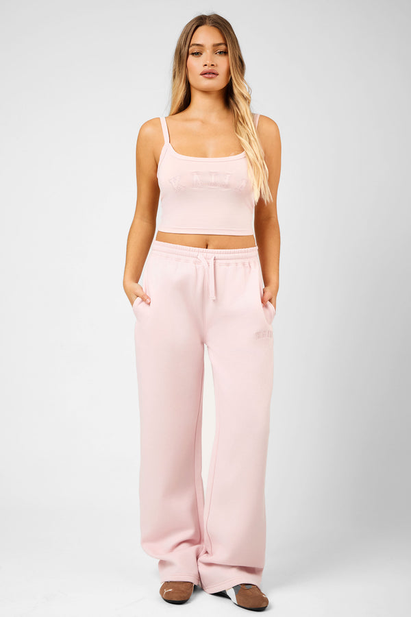 Kaiia Slogan Vest Top Dusty Pink