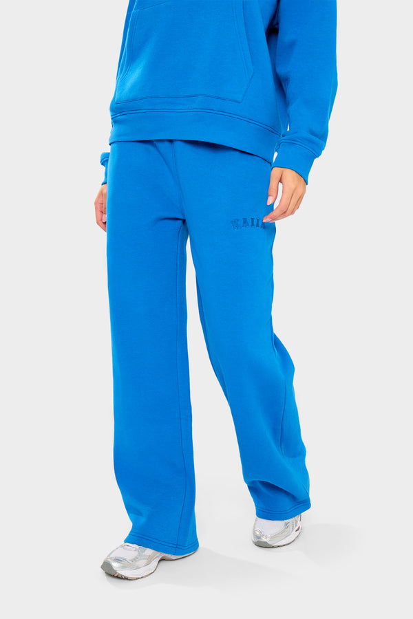 Kaiia Slogan Wide Leg Joggers Cobalt Blue