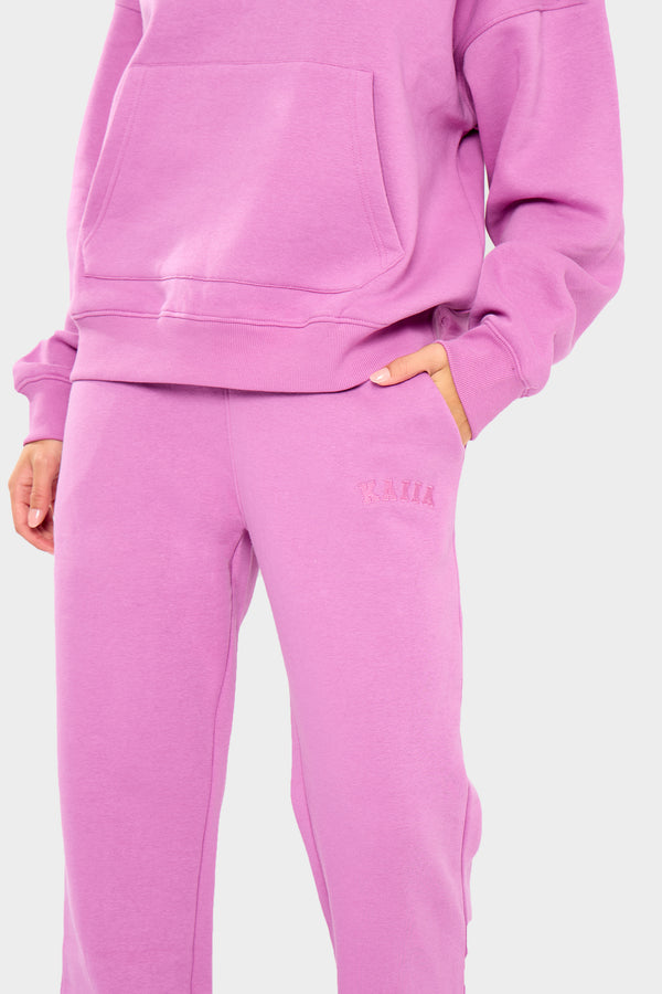 Kaiia Slogan Wide Leg Joggers Fuchsia