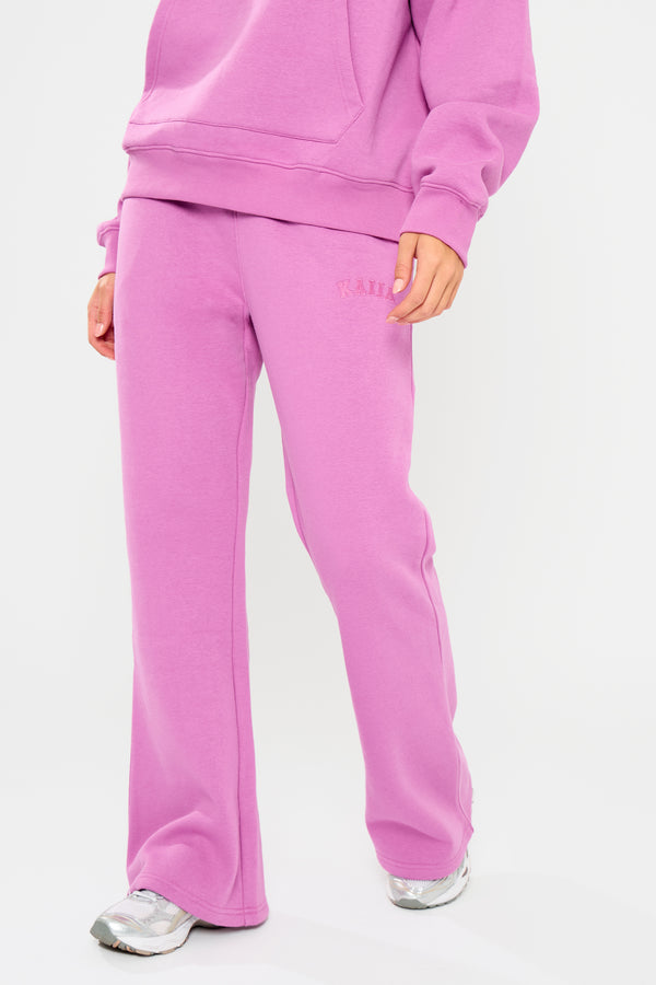 Kaiia Slogan Wide Leg Joggers Fuchsia