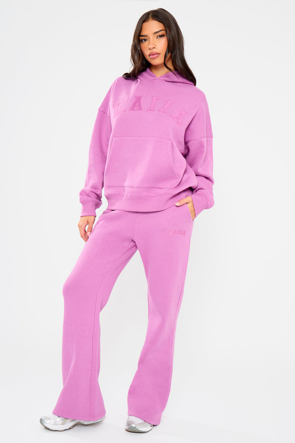 Kaiia Slogan Wide Leg Joggers Fuchsia