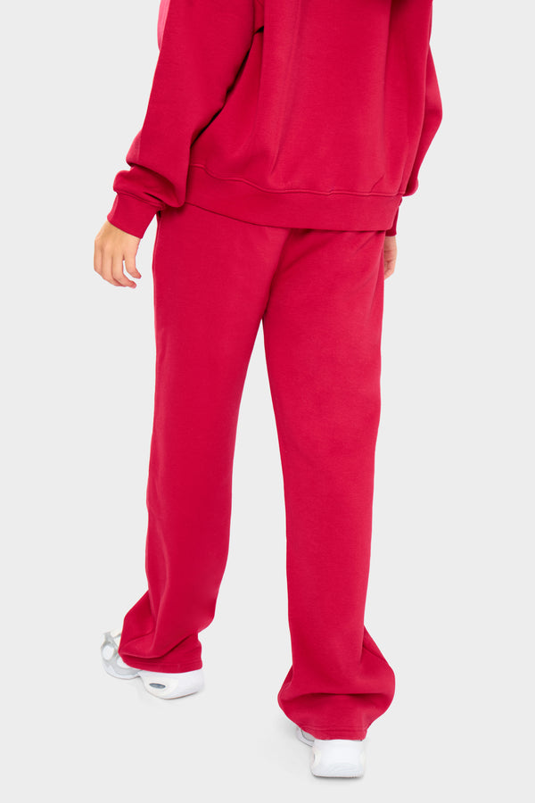 Kaiia Slogan Wide Leg Joggers Red & Baby Pink
