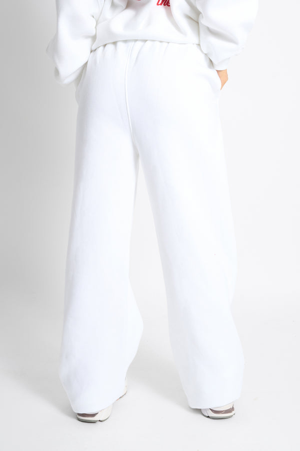 Kaiia Snowflake Logo Flared Joggers White & Red