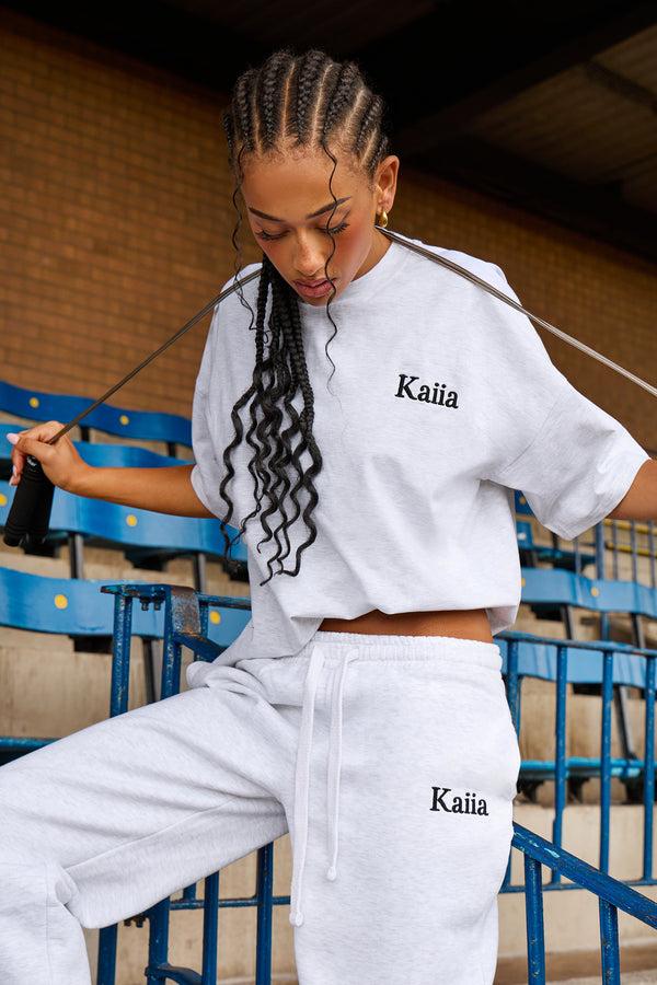 Kaiia Sport Athletic Club Oversized T-shirt Grey Marl & Black