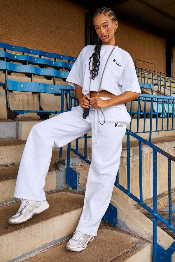 Kaiia Sport Athletic Club Oversized T-shirt Grey Marl & Black