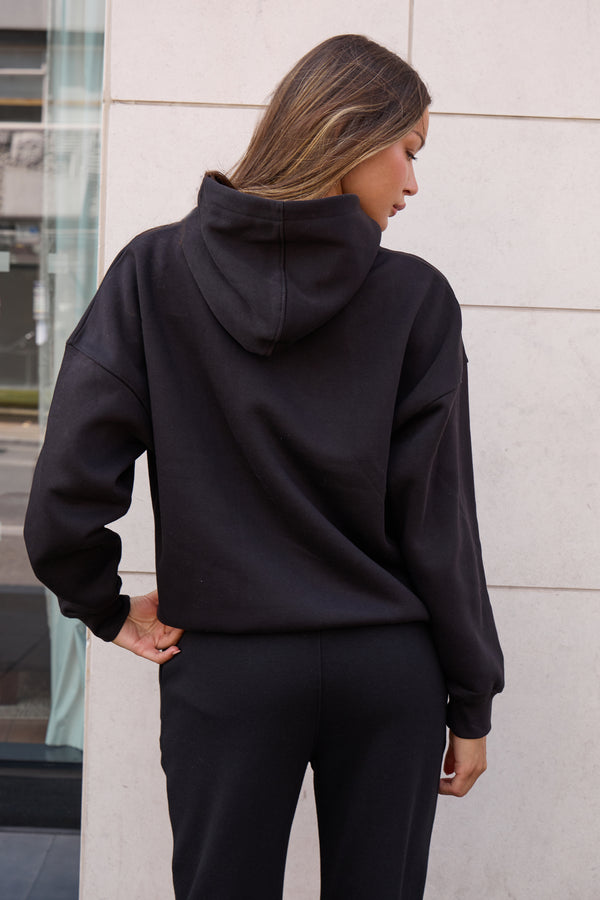 Kaiia Sport Logo Oversized Hoodie Black