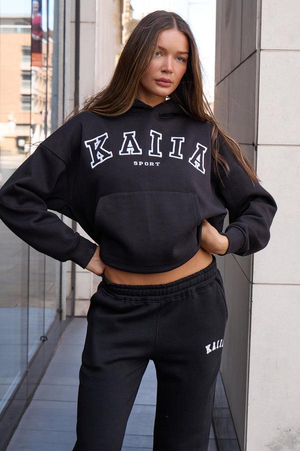 Kaiia Sport Logo Oversized Hoodie Black