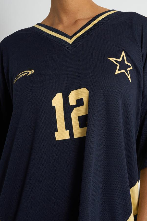 Kaiia Sport Oversized Football Shirt Navy & Yellow