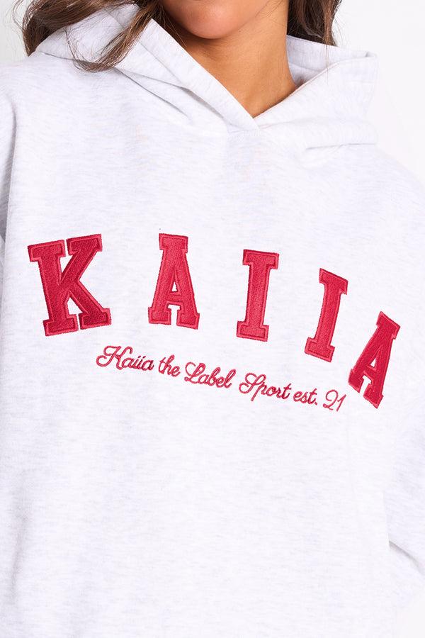 Kaiia Sport Oversized Hoodie Grey Marl & Red