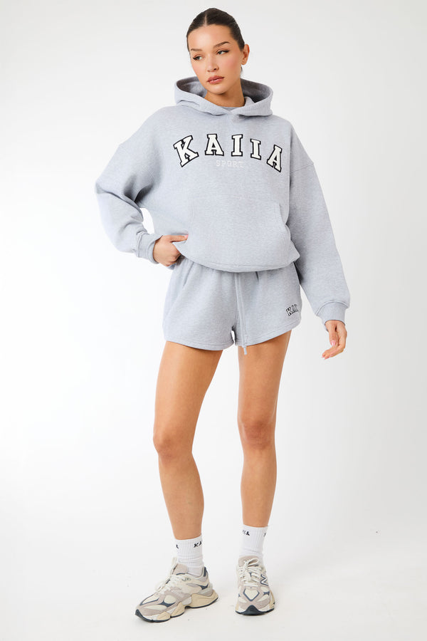 Kaiia Sport Oversized Hoodie Grey Marl & White