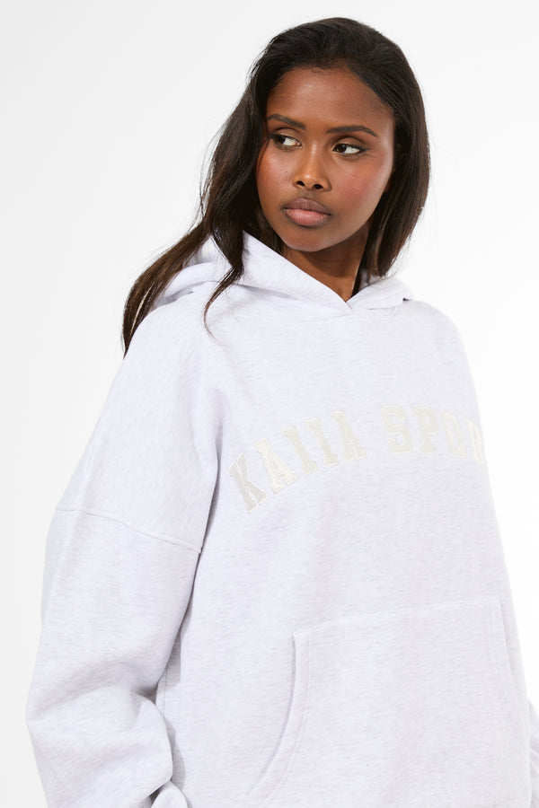 Kaiia Sport Oversized Hoodie Light Grey Marl & Cream