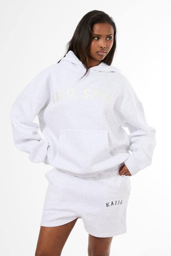Kaiia Sport Oversized Hoodie Light Grey Marl & Cream