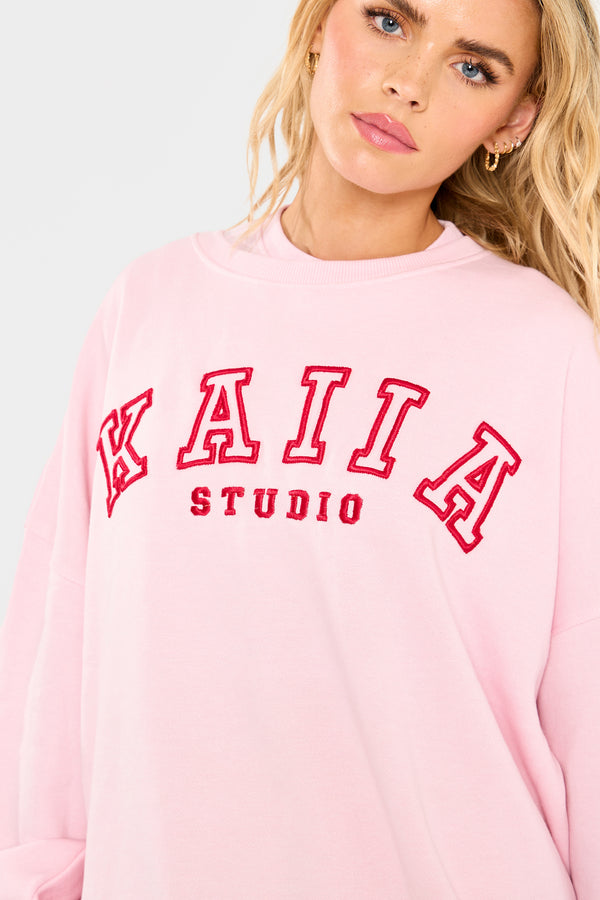 Kaiia Sport Oversized Sweatshirt Baby Pink & Red