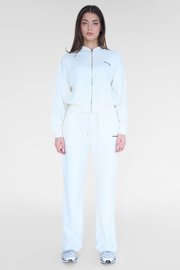 Kaiia Studio Back Pocket Wide Leg Sweat Pants Ecru