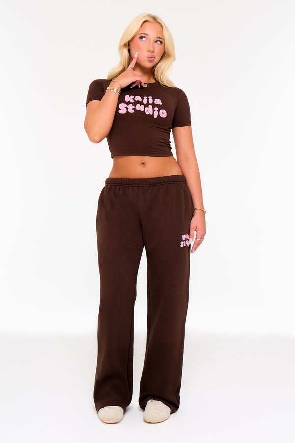 Kaiia Studio Bubble Baby Tee Chocolate & Pink