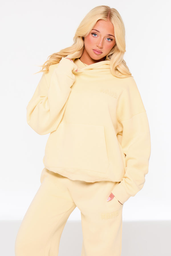 Kaiia Studio Bubble Borg Oversized Hoodie Soft Lemon
