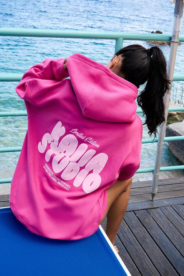 Kaiia Studio Bubble Graphic Oversized Hoodie Bright Pink & Baby Pink
