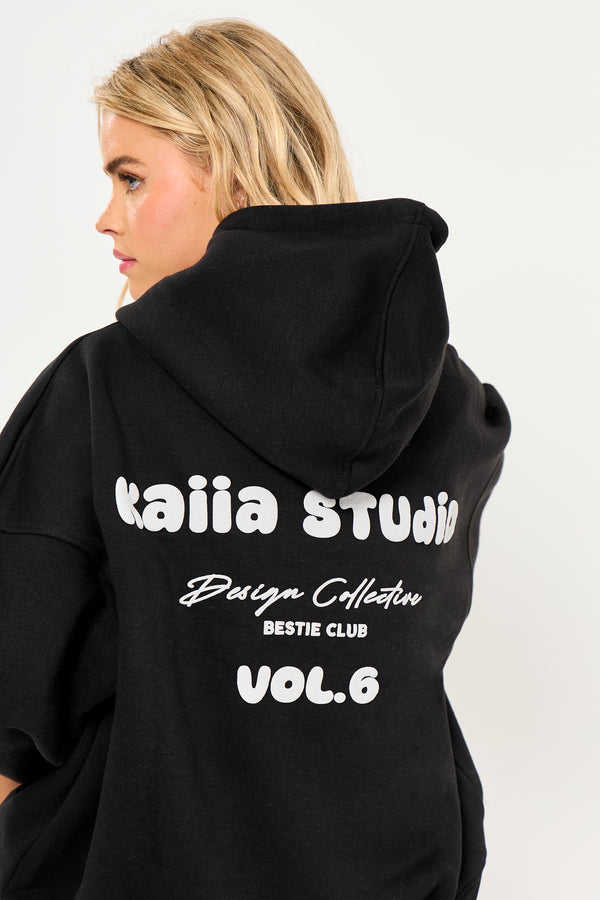 Kaiia Studio Bubble Logo Oversized Hoodie Black
