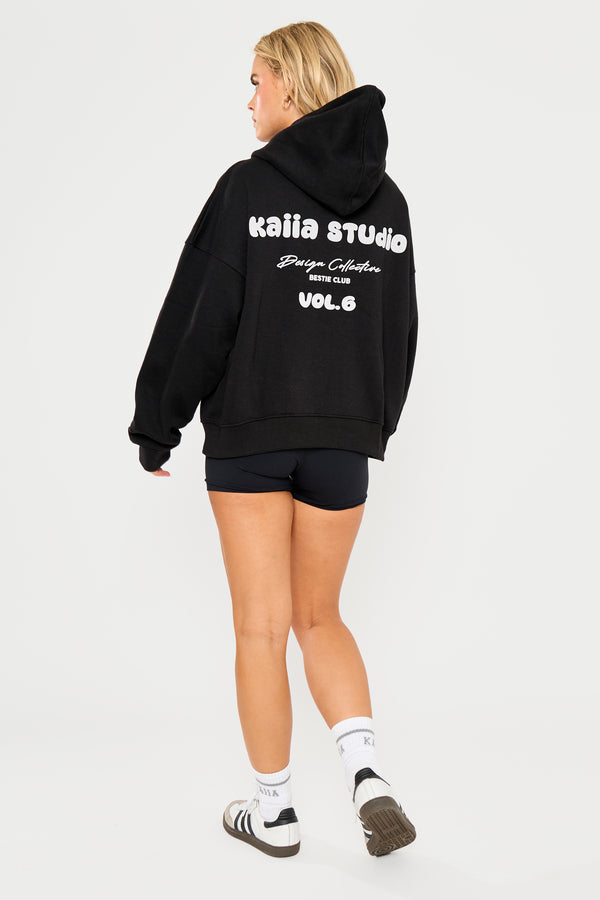 Kaiia Studio Bubble Logo Oversized Hoodie Black
