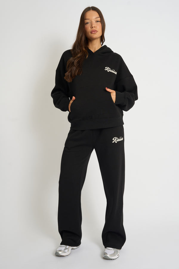 Kaiia Studio Bubble Script Oversized Hoodie Black & Cream