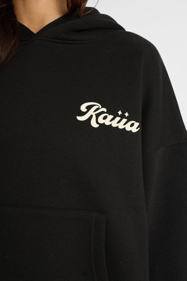 Kaiia Studio Bubble Script Oversized Hoodie Black & Cream