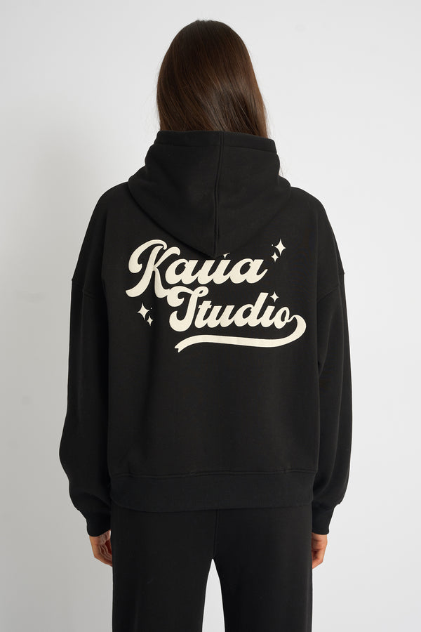 Kaiia Studio Bubble Script Oversized Hoodie Black & Cream
