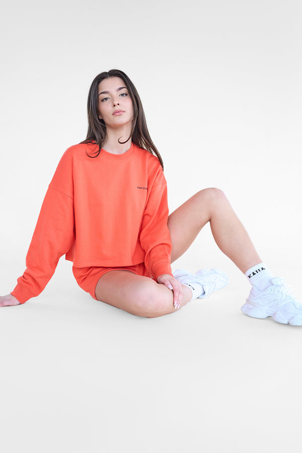 Kaiia Studio Cropped Oversized Sweatshirt Orange