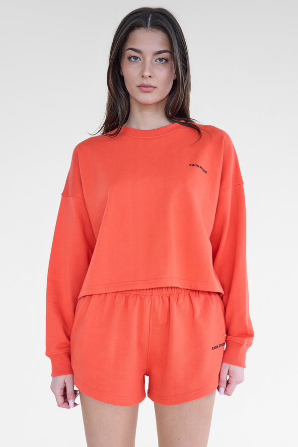 Kaiia Studio Cropped Oversized Sweatshirt Orange