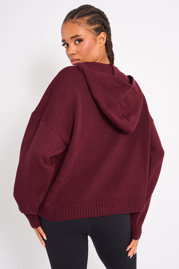 Kaiia Studio Knitted Hoodie Burgundy
