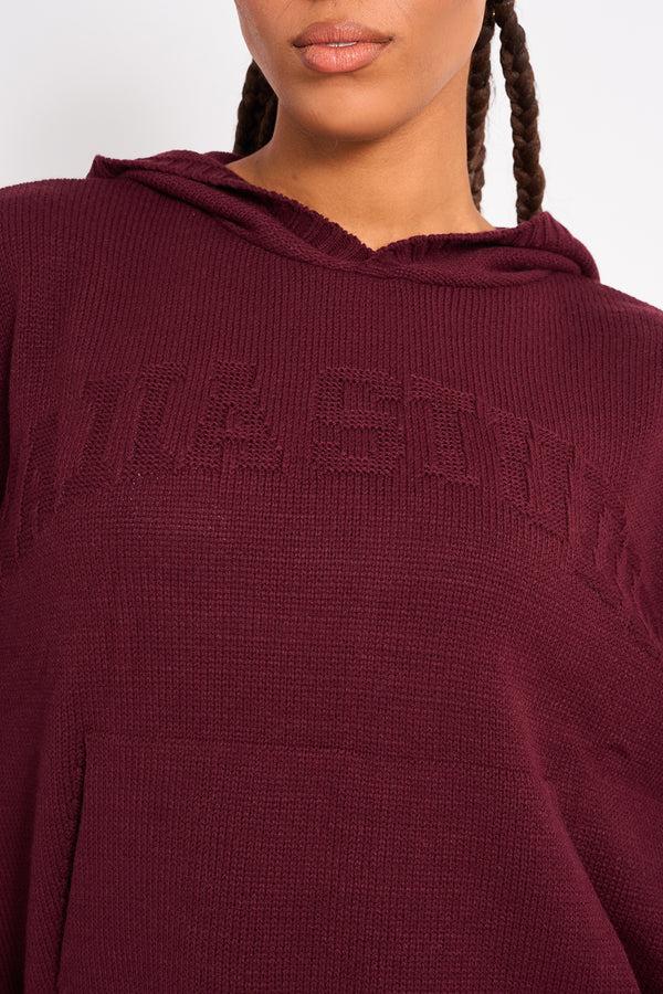 Kaiia Studio Knitted Hoodie Burgundy