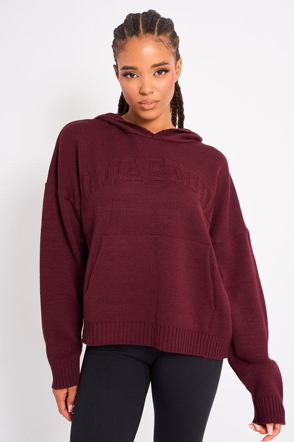 Kaiia Studio Knitted Hoodie Burgundy