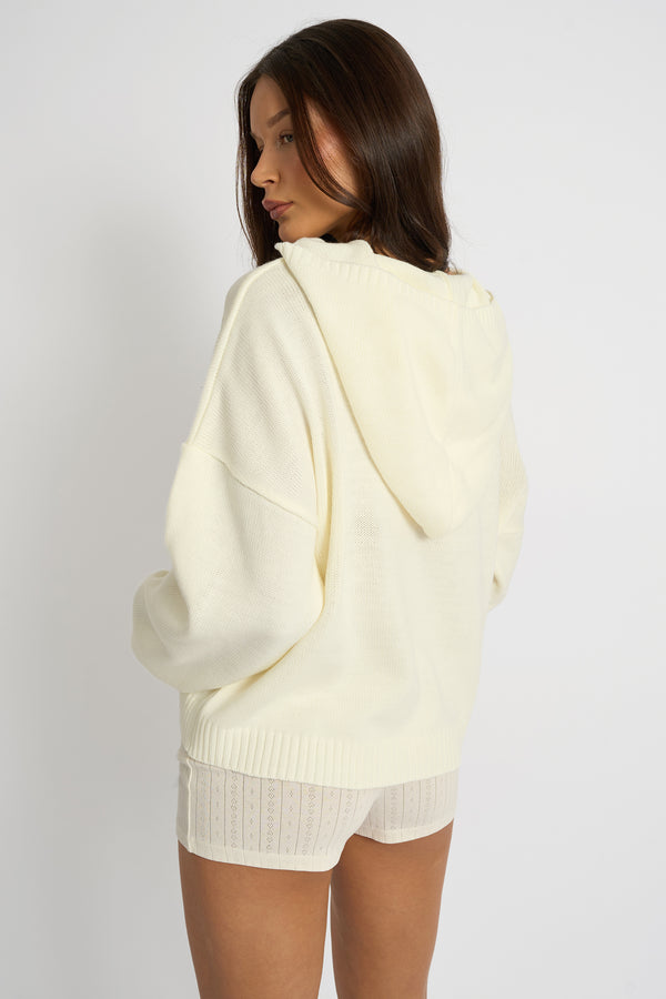 Kaiia Studio Knitted Hoodie Cream