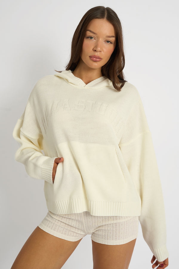 Kaiia Studio Knitted Hoodie Cream