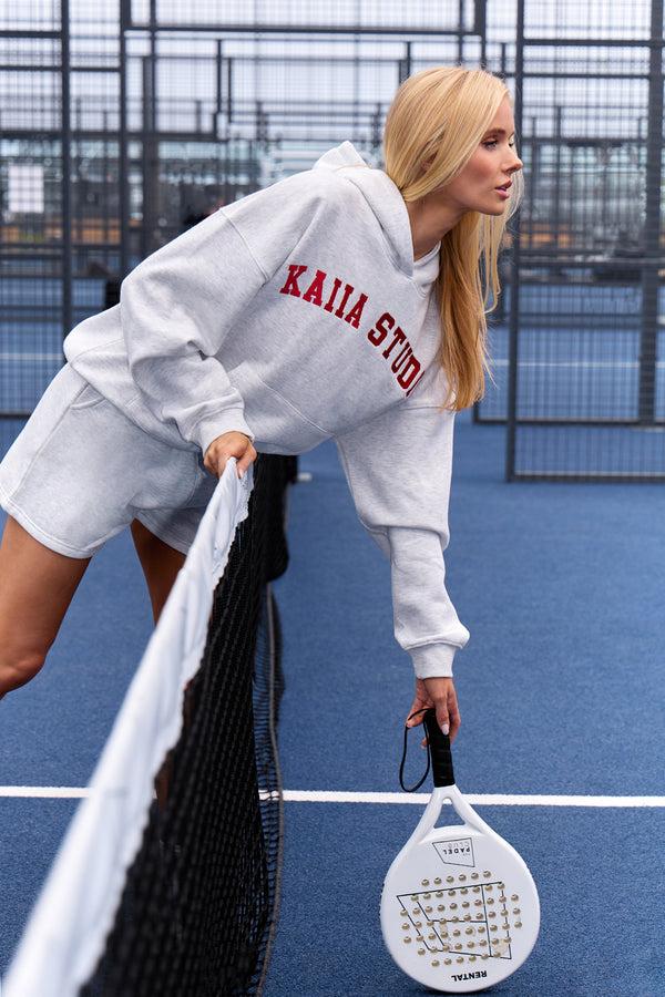 Kaiia Studio Oversized Hoodie Light Grey Marl & Red