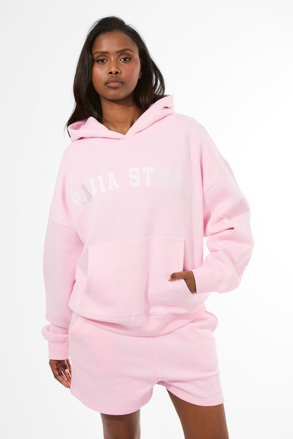 Kaiia Studio Oversized Hoodie Pink & White