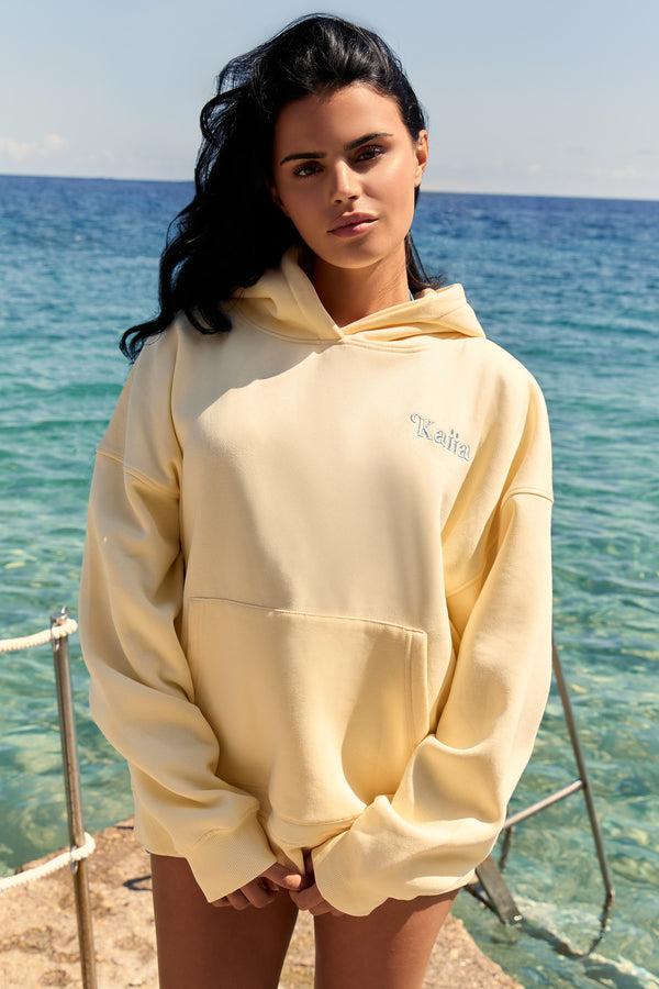 Kaiia Summer Back Graphic Oversized Hoodie Lemon
