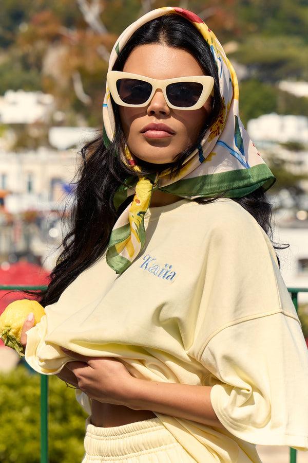 Kaiia Summer Back Graphic Oversized T-Shirt Lemon