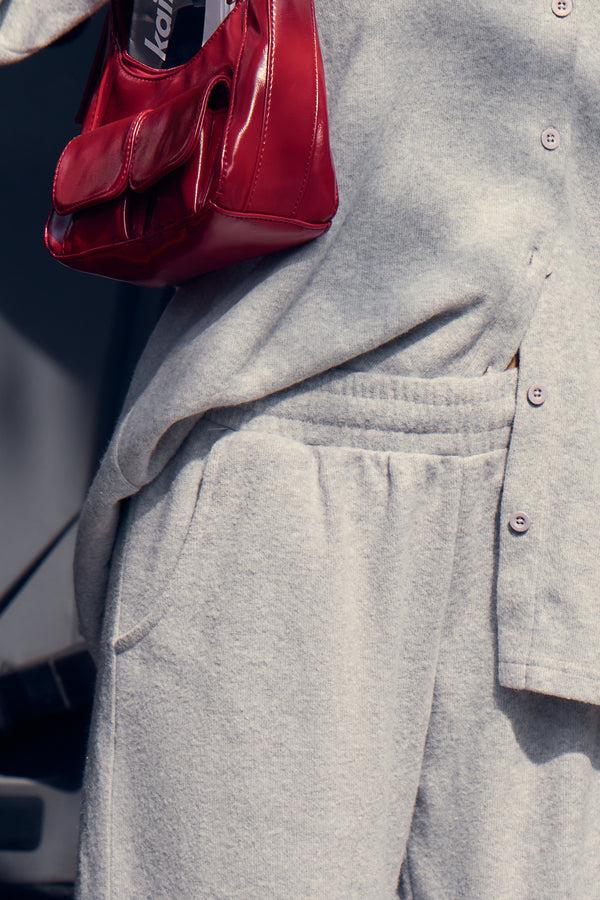 Kaiia Supersoft Wide Leg Trousers Grey Marl