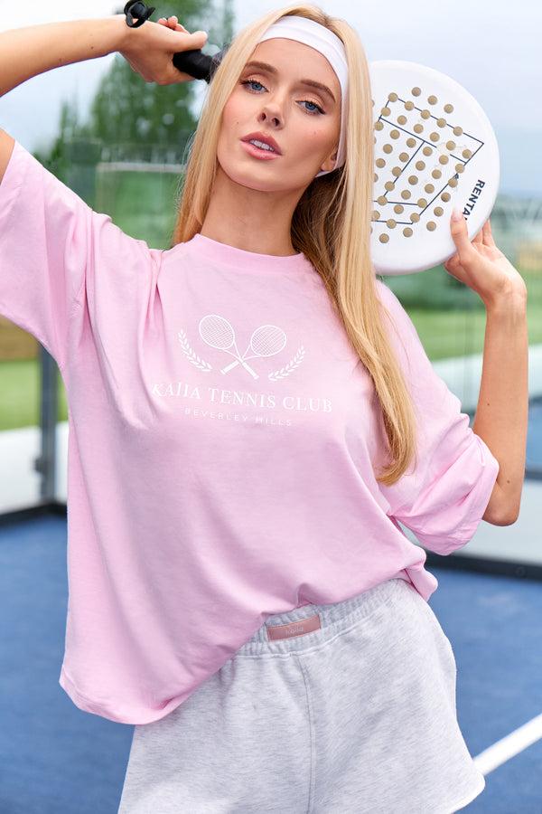Kaiia Tennis Club Oversized T-Shirt Baby Pink