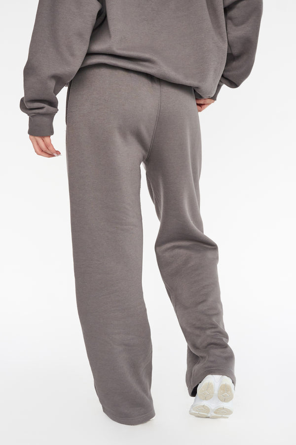 Kaiia The Label Logo Wide Leg Joggers Dark Grey With Pink