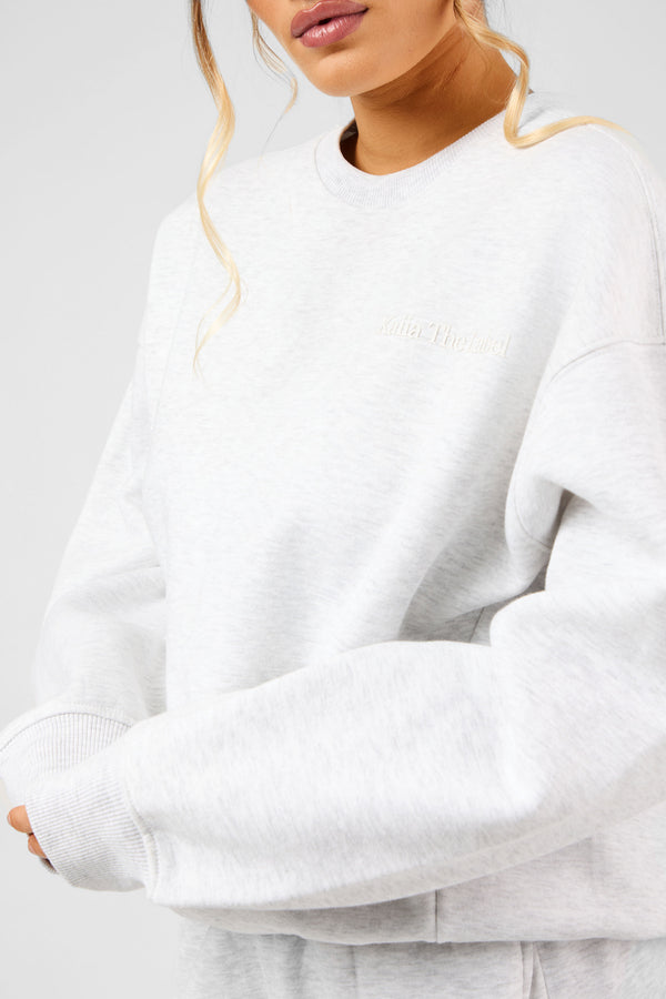 Kaiia The Label Seam Detail Oversized Sweatshirt Light Grey Marl